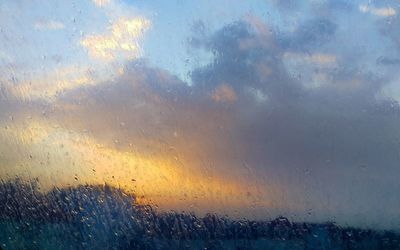 Close-up of water drops on glass window