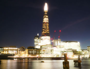 Illuminated buildings at night