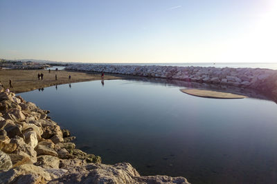 Scenic view of sea against clear sky