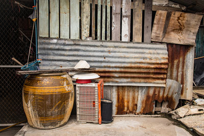 Old rusty metal structure in container