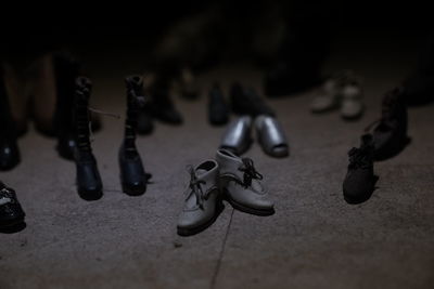 High angle view of shoes on floor