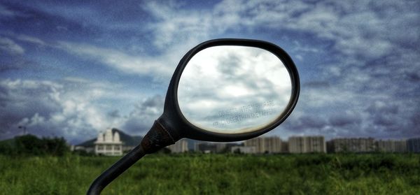 Reflection of sky on field