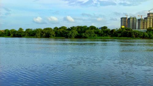 Scenic view of river against sky