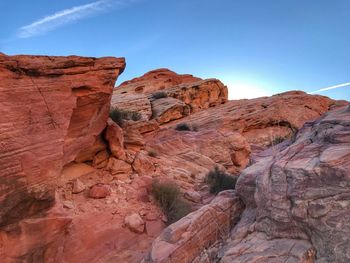 Low angle view of rock formations