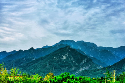 Scenic view of mountains against sky