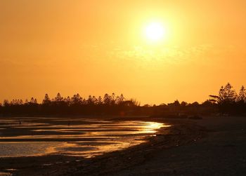 Scenic view of sunset over sea