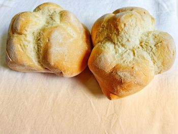 High angle view of bread on table