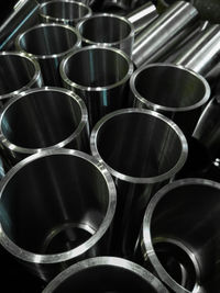 Full frame shot of metallic pipes