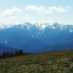 Scenic view of mountains against sky