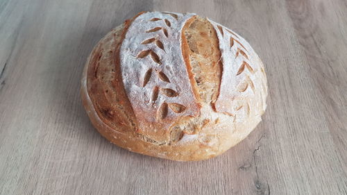 High angle view of bread on table