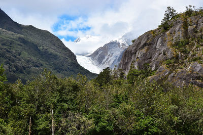 Scenic view of landscape and mountains against sky