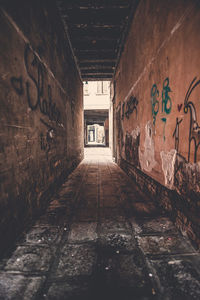 Empty corridor along walls