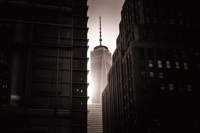 Low angle view of skyscrapers against sky