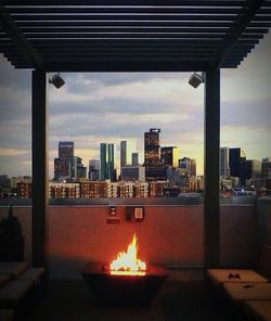 View of cityscape at sunset