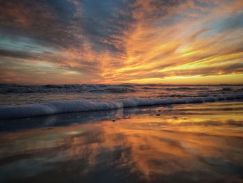 Scenic view of sea during sunset