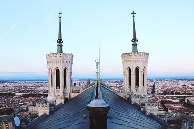 View of buildings in city - two towers lyon fourviere