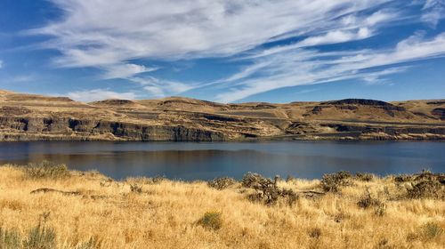 Scenic view of lake against sky