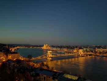 Illuminated budapest cityscape at night