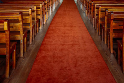 View of empty corridor in church