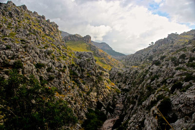 Low angle view of mountains against sky