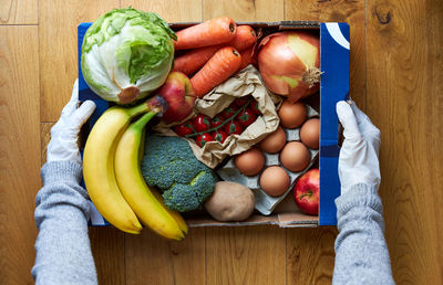 High angle view of fruits on table