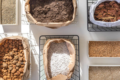 High angle view of food for sale