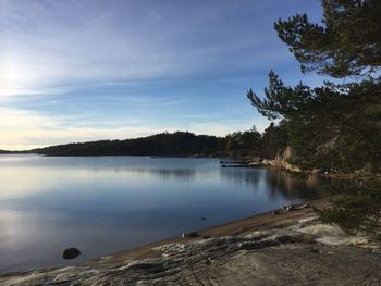 Scenic view of lake against sky