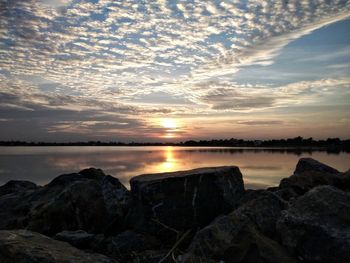 Scenic view of sea against sky during sunset