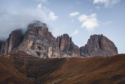 Panoramic view of rock formations against sky