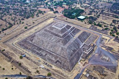 High angle view of built structure in city