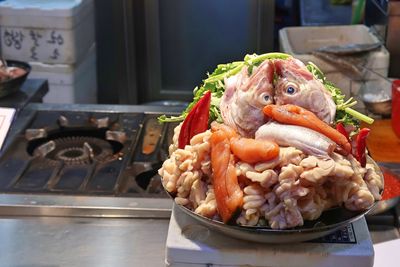 Close-up of food on table