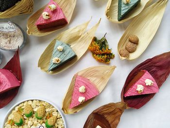 High angle view of food on table