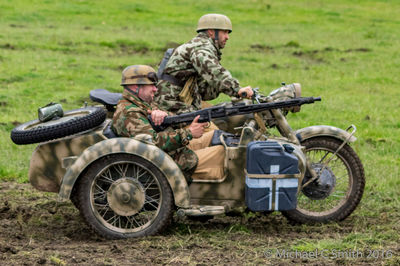 Motorcycle on grassy field