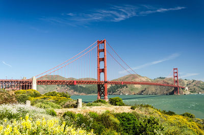 View of suspension bridge against sky