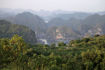 Scenic view of mountains against clear sky