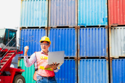 Man working on pier