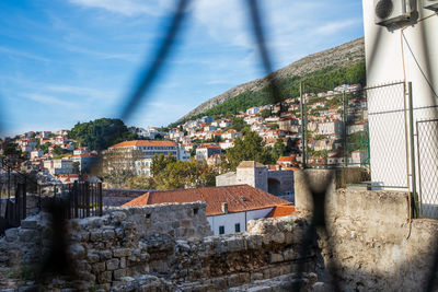 High angle view of townscape against sky