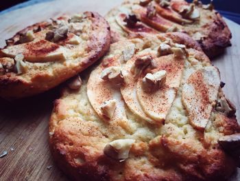 High angle view of pizza on table