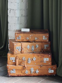 Close-up of vintage luggage 