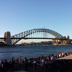 Bridge over river against clear sky