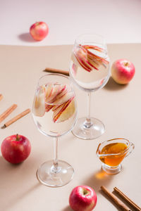 High angle view of food on table