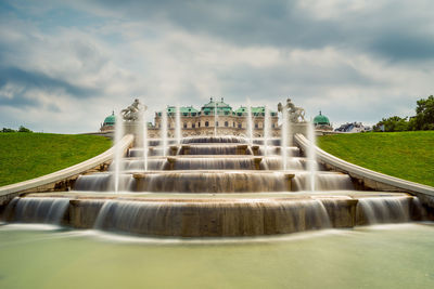 Water fountain against sky