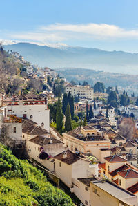 High angle view of townscape against sky