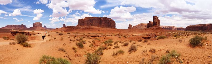 Panoramic view of rock formations against sky