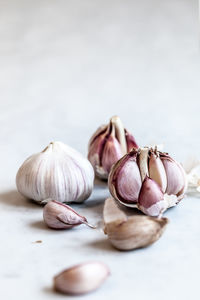 Close-up of garlic on table