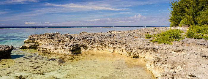 Scenic view of beach against sky