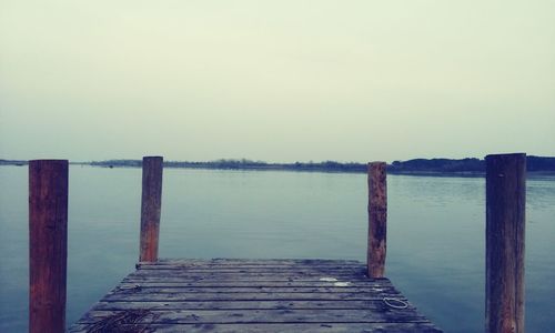 Wooden pier on lake
