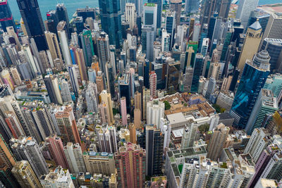 Aerial view of modern buildings in city