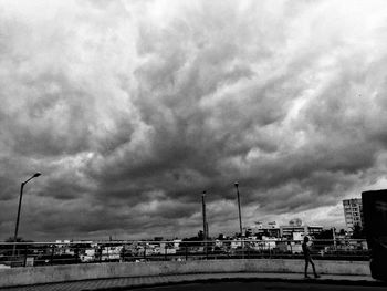Storm clouds over city