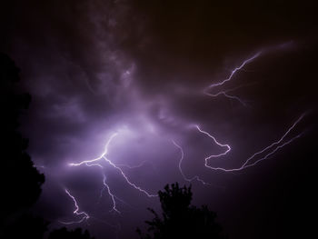 Low angle view of lightning in sky